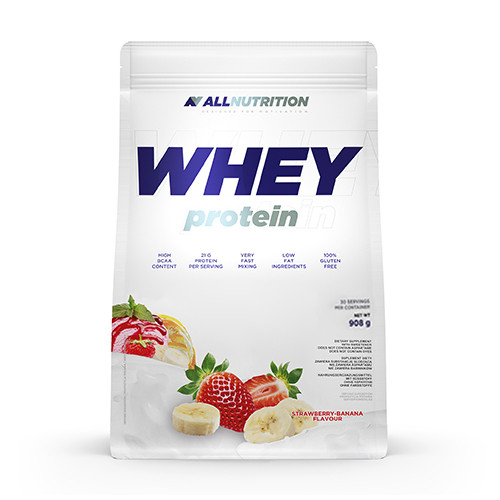 WHEY Proteine ​​del siero di latte - fragola e banana, 908 g