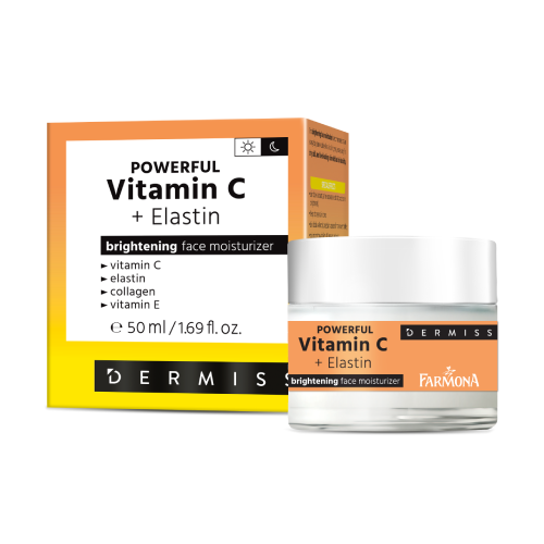 Crema idratante illuminante con vitamina C + elastina, 50 ml