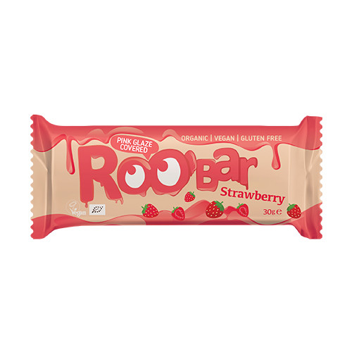 BIO Roobar barretta vegana – fragola & glassa rosa, 30 g