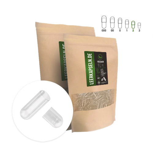 Capsule vuote 2 - aperte, vegane, 1000 pezzi