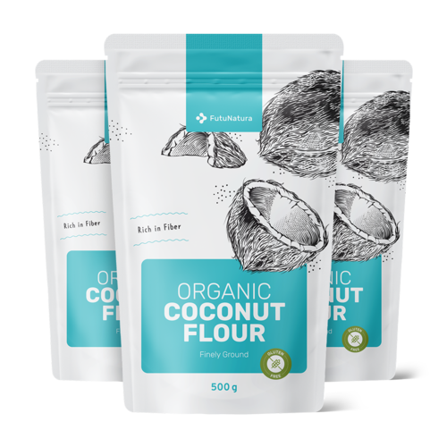 3x BIO Farina di cocco, finemente macinata, totale 1500 g