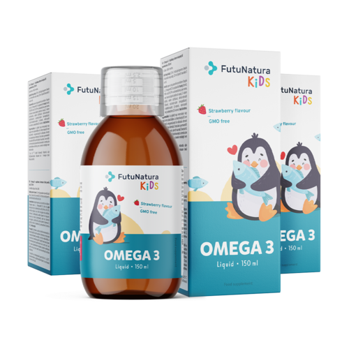 3x OMEGA 3 – Integratore in forma liquida per bambini, totale 450 ml