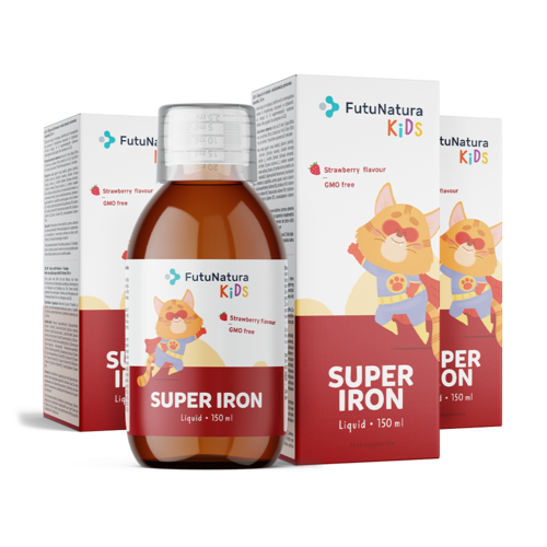 3x Super Iron: Ferro + vitamine B – Integratore in forma liquida per bambini, totale 450 ml