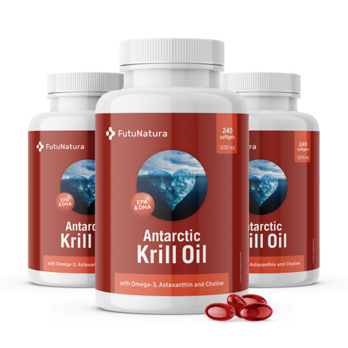 3x Olio di krill 1200 mg, totale 720 capsule molli