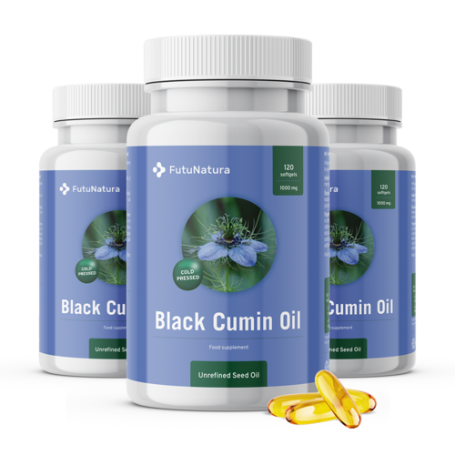 3x Olio di cumino nero 1000 mg, totale 360 capsule molli