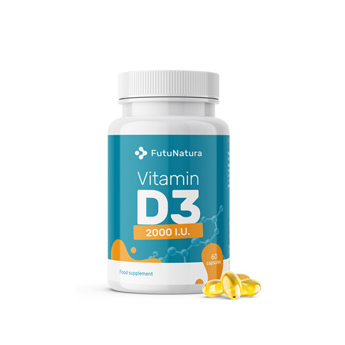Vitamina D3, 2000 IU, 60 capsule