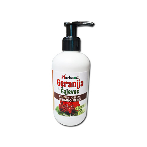 Gel detergente naturale per la cura intima (Geranio + Tea Tree), 250 ml