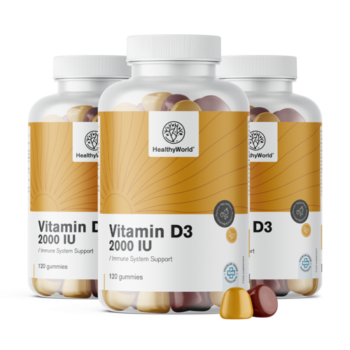 3x Vitamina D3 2000 U.I., totale 360 caramelle gommose