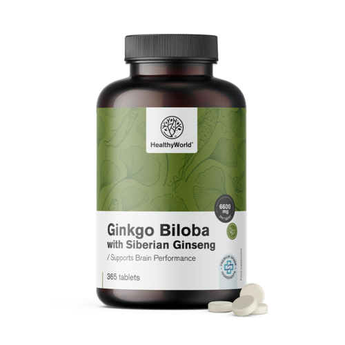 Ginkgo biloba con ginseng siberiano 6600 mg, 365 compresse