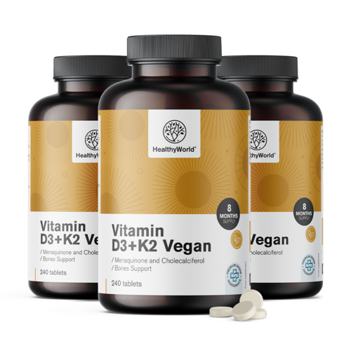 3x Vitamine vegane D3+K2, totale 720 compresse