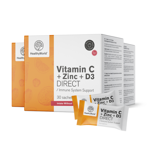 3x Vitamina C 500 + Zinco + D3 DIRECT, totale 90 bustine