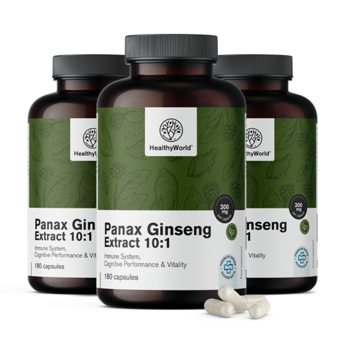 3x Panax Ginseng 300 mg – estratto di ginseng 10:1, totale 360 capsule