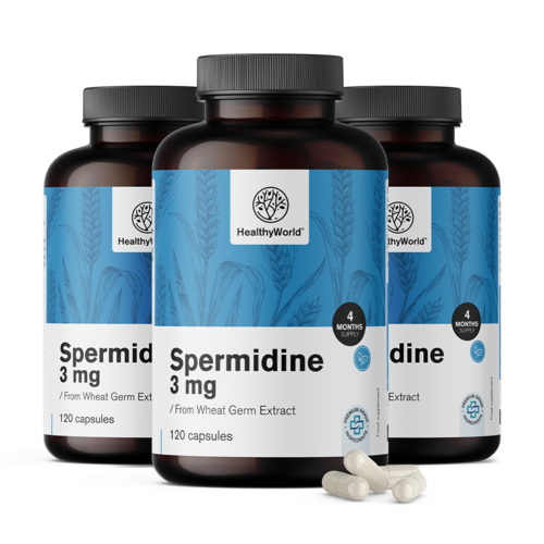 3x Spermidina 3 mg – dall'estratto di germe di grano, totale 360 capsule
