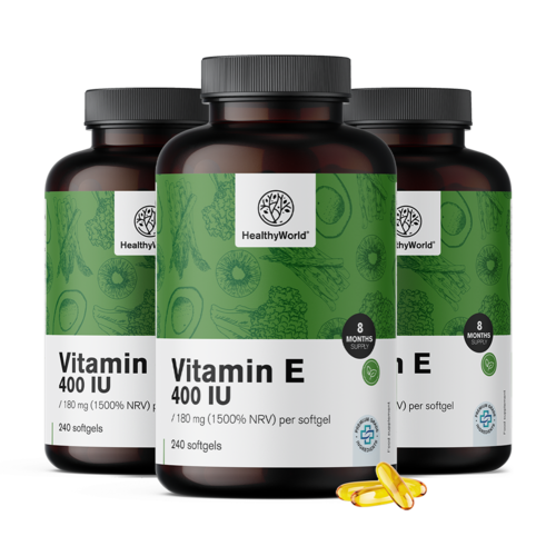 3x Vitamina E 400 U.I., totale 720 capsule molli