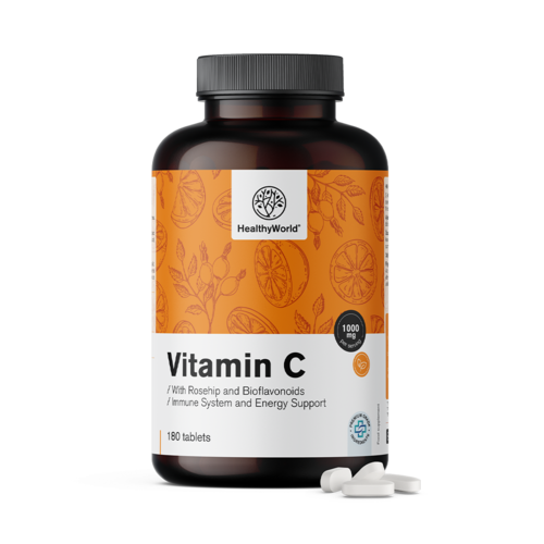 Vitamina C 1000 mg - con rosa canina e bioflavonoidi, 180 compresse