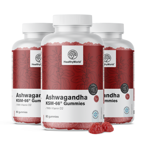 3x Ashwagandha KSM-66 300 mg, totale 180 caramelle gommose