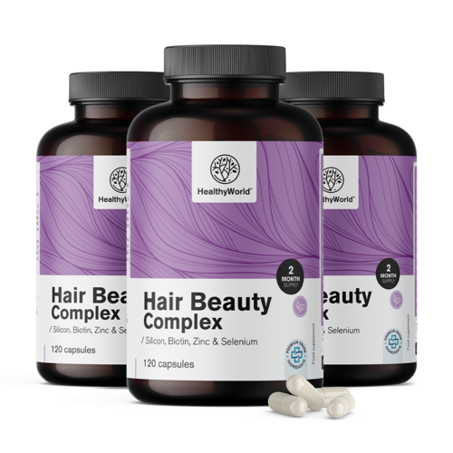 3x Hair Beauty Complex – Vitamine e minerali per capelli, totale 360 capsule