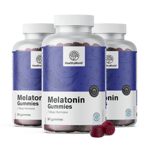 3x Melatonina 1 mg – caramelle gommose con ormone naturale, totale 270 caramelle gommose