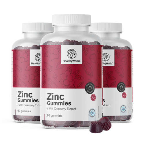 3x Zinco con estratto di mirtillo rosso – caramelle gommose per il sistema immunitario, totale 270 caramelle gommose