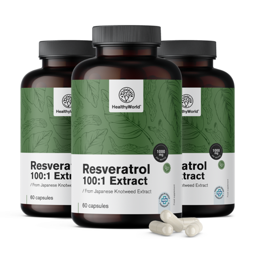 3x Resveratrolo 1000 mg – estratto 100:1, totale 180 capsule