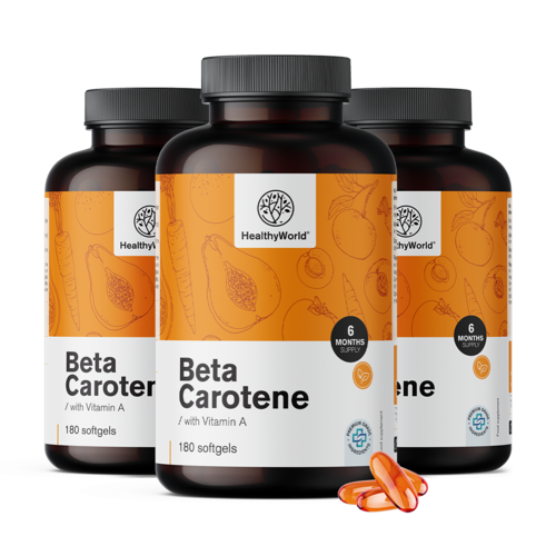 3x Beta-carotene 25.000 U.I., totale 540 capsule molli
