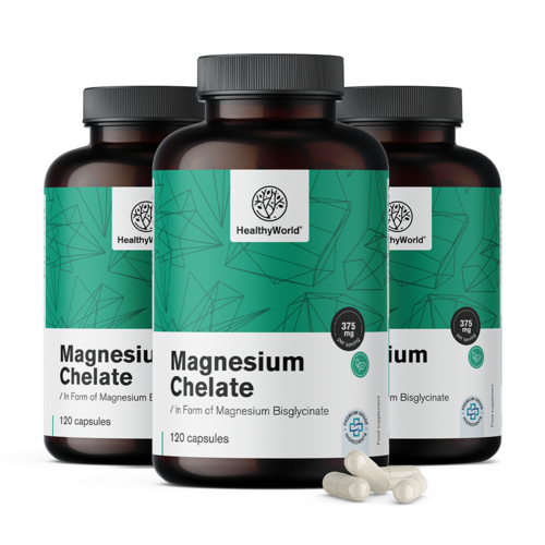 3x Magnesio chelato 375 mg, totale 360 capsule