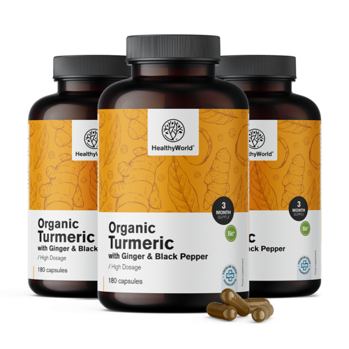 3x BIO Curcuma 1440 mg – con zenzero e pepe nero, totale 540 capsule