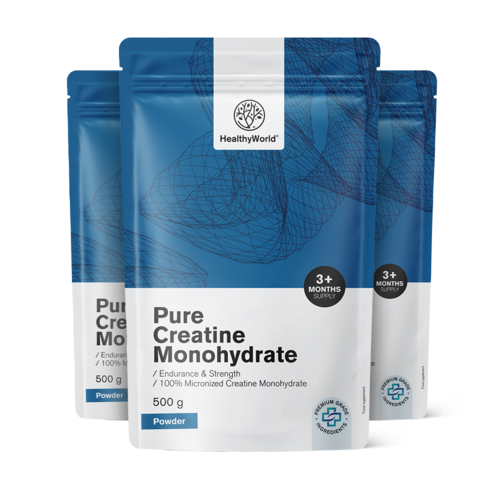 3x Pure Creatina monoidrato in polvere, totale 1500 g