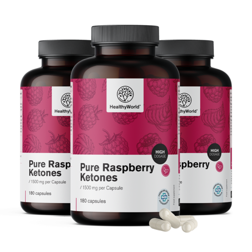 3x Chetoni di lampone 1500 mg, totale 540 capsule