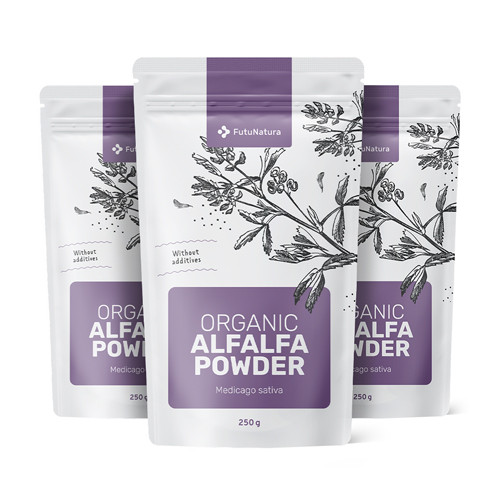 3x BIO Alfa alfa in polvere, totale 750 g