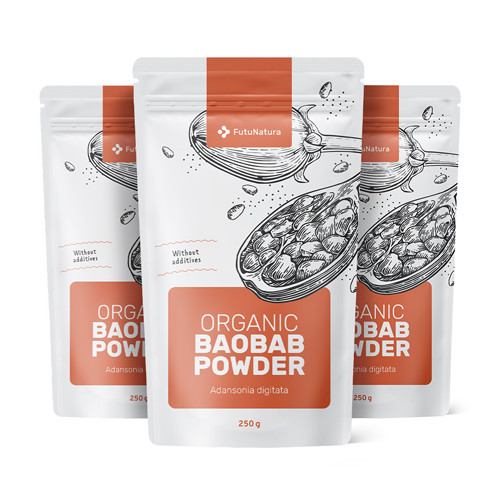 3x BIO Baobab in polvere, totale 750 g