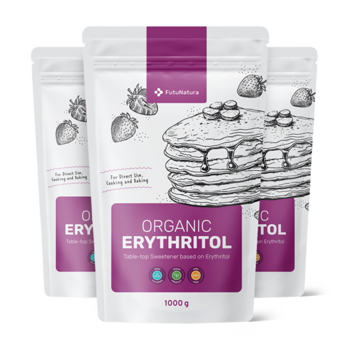 3x BIO Eritritolo, dolcificante naturale, totale 3000 g