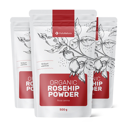 3x BIO Rosa canina in polvere, totale 1500 g