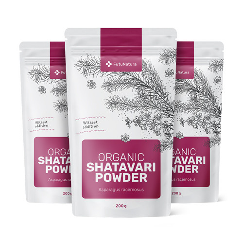 3x BIO Shatavari in polvere, totale 600 g