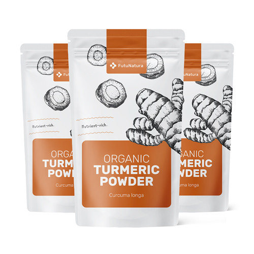 3x BIO Curcuma in polvere, totale 750 g