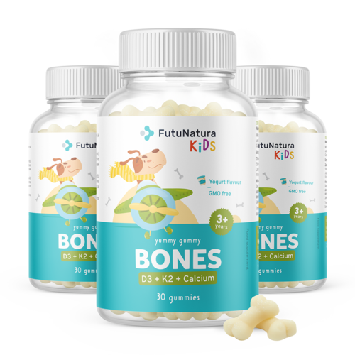 3x BONES - Caramelle gommose per bambini per le ossa, totale 90 caramelle gommose