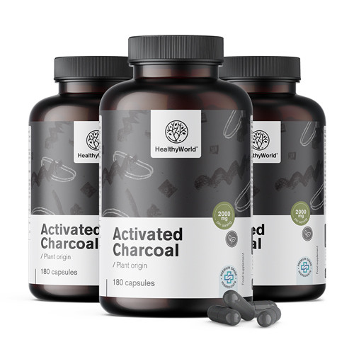 3x Carbone attivo 2000 mg, totale 540 capsule