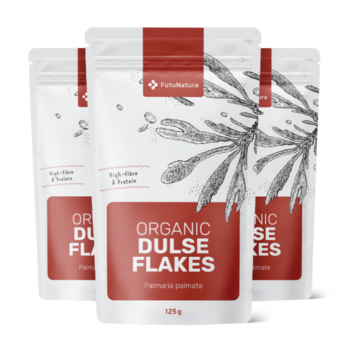 3x BIO Dulse in fiocchi – 100% foglie di alga dulse, totale 375 g
