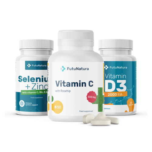 Kit immunità: vitamina C + D3 + selenio + zinco, kit