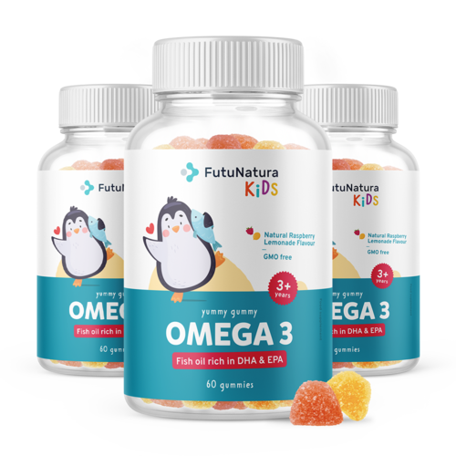 3x OMEGA-3 – Caramelle gommose per bambini, totale 180 caramelle gommose