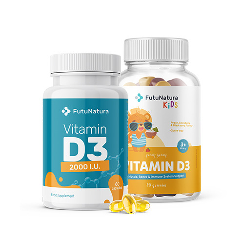 Vitamin D3 Family pack, 60 capsule + 90 orsetti gommosi