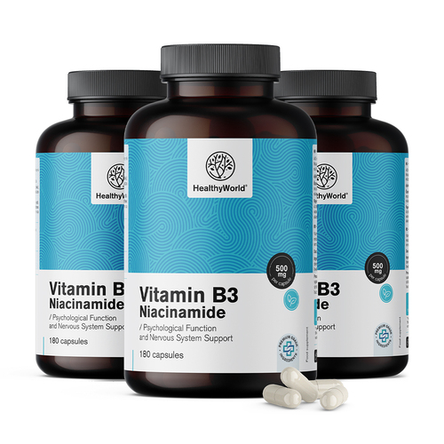 3x Vitamina B3 500 mg – niacinamide, totale 540 capsule