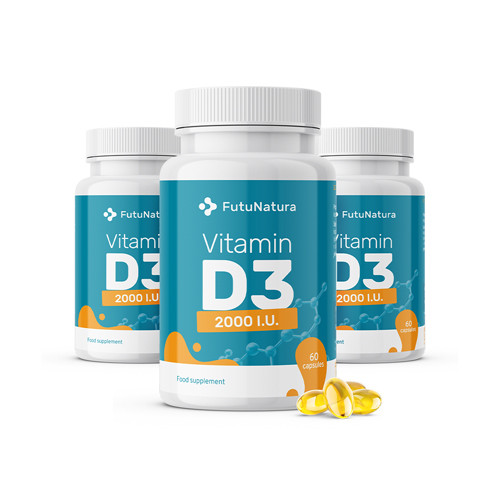 3 x Vitamina D3, 2000 IU, totale 180 capsule