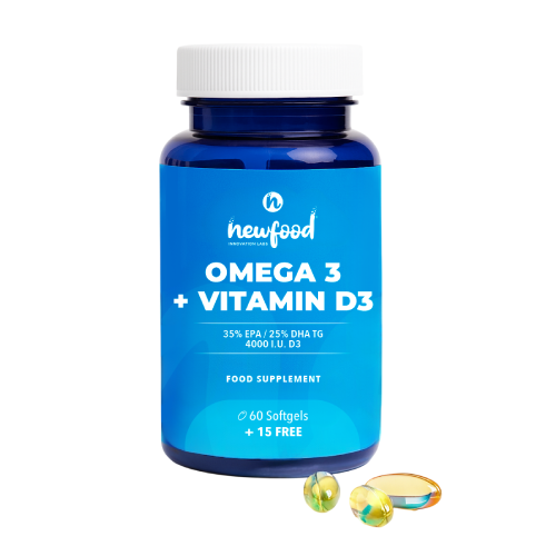 Omega 3 + vitamin D3. Omega 3 + vitamina D3.