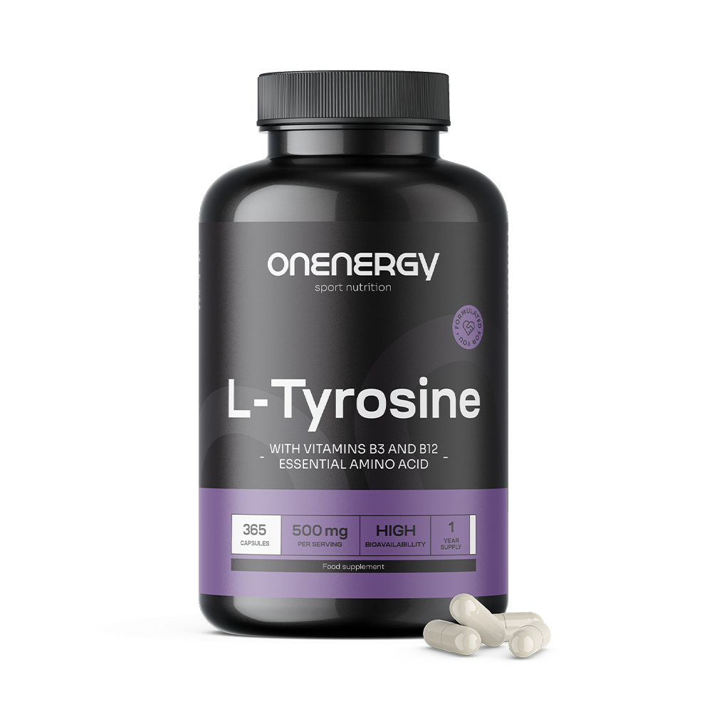 L-Tirosina 500 mg con vitamine B3 e B12.