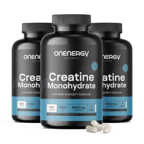 3x Creatina monoidrato 3000 mg GIGA CAPS, totale 1200 capsule