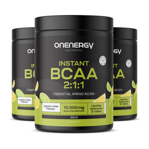 3x BCAA 2:1:1 – limone-limetta, totale 1500 g
