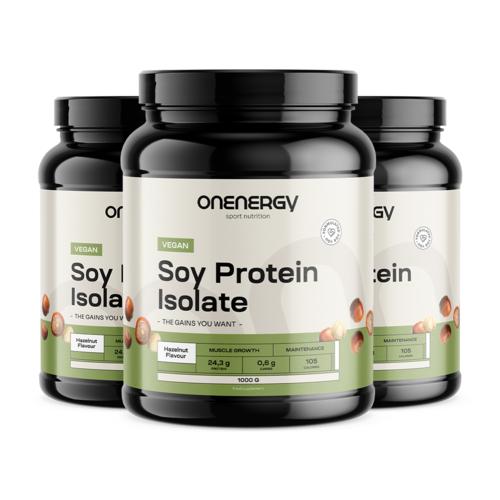 3x Isolato vegano di proteine di soia – nocciola, totale 3000 g