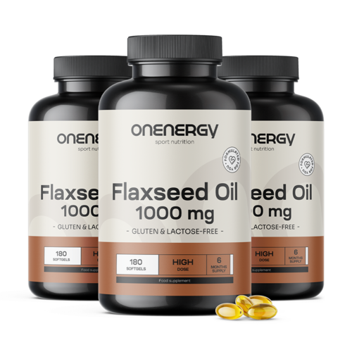 3x Olio di semi di lino 1000 mg, totale 540 capsule molli
