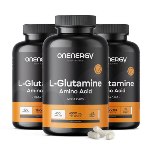 3x L-glutammina 4500 mg MEGA CAPS, totale 1200 capsule